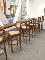 Woven rattan bar chair High stool Bar leisure club Dessert cafe Solid wood chair Milk tea shop table and chair combination