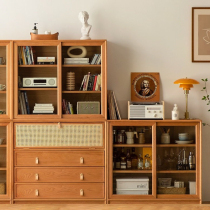 Nordic Solid Wood Bookcase Combo Day Style Cherry Wood Furniture Living-room Lockers Display Cabinet Wine Cabinet Medieval side cabinets