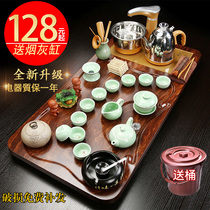 Kung Fu tea set wooden tea tray home automatic living room simple office ceramic bubble teapot platform Road Sea