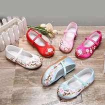 Girls embroidered shoes Chinese style 2020 Children pink shoes Girls Hanfu with old Beijing cloth shoes Princess cloth shoes