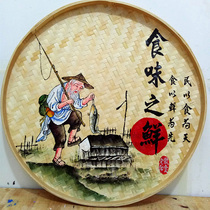 Restaurant restaurant Restaurant Hotel wall decoration painting creative pendant painting hand-painted bamboo dustpan painting wall decoration painting farmhouse music