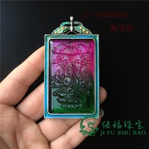 Nepal handmade old Tibetan silver court Thousand Hands Guanyin Buddha statue tourmaline gemstone old object silver pendant necklace accessories