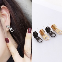 (Ai Qi) Europe and the United States very simple personality Korea Joker creative zipper head earrings female earrings earrings E0091