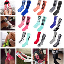Full 6 pairs of European and American pink sports socks cheerleaders stockings football socks skateboard socks ins fitness running