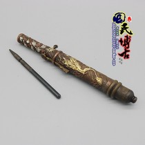 Antique miscellaneous folk collection Brass carved Panlong sleeve arrow Ancient dark weapons collection gifts