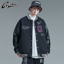 GUUKA Tide brand puleather cotton clothing male Winter students hip-hop thick embroidery baseball clothing wool coat loose