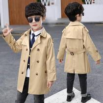 Boys trench coat 2022 new handsome spring and autumn England long children's spring dress foreign style cotton coat coat tide
