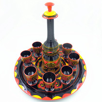Sichuan Liangshan Minority Featured Crafts Yi solid wood lacquer hand-painted gourd wine utensils tableware