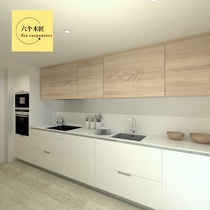  Six carpenters whole house home customization modern minimalist overall kitchen cabinet customization one-sided open cabinet