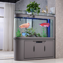 Creative modern light luxury style Large arowana tank aquarium bullet household living room screen partition bottom filter