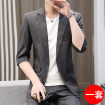 Summer 70% sleeves suit Mens Korean version of the sleeve Western suit jacket 90% pants with a handsome pair of two sets of trends