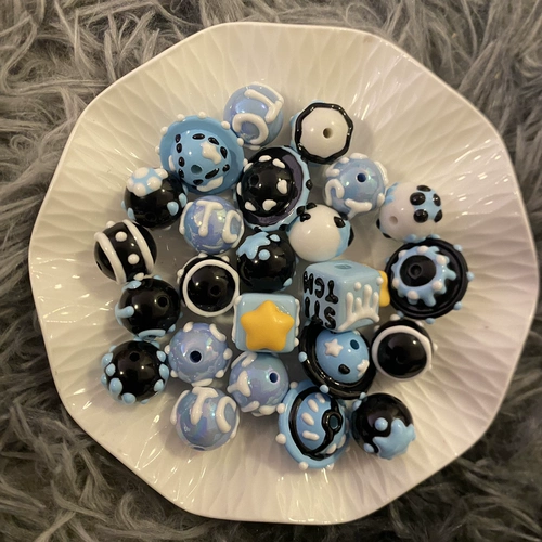 Стичка стежка Kleinlake Stitch Blue Black Hand -Painted Pearl Simple Rending Stoploly Planet Pearl