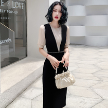 Western dress Evening dress skirt female socialite temperament French dress can usually be worn for banquets high-end light luxury niche summer