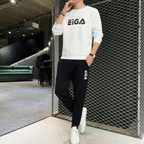 Round neck sweater suit mens 2021 Autumn New Korean trend loose casual mens sportswear two-piece