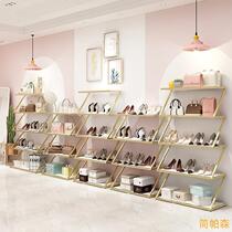 Shoe rack for shoe store Window beauty salon Shoe rack Mini three-layer florist hanging clothes rod Black bread ceiling