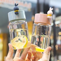 Small Cup mini glass female ins Harajuku wind small Korean girl student portable retro transparent water Cup