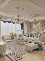 Fa-style light lavish sofa solid wood sculpted floral fabric trio Double Guido Princess Mix Sofa Upscale Villa Eurostyle Extravaganza