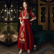 Pregnant women toast clothes high waist cover belly female plus size bride wedding dress Chinese style Xiuhe clothes fat mm wedding summer