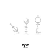 APM Monaco star and moon stud earrings Stud earrings womens summer suit combination Simple temperament Silver earrings Tanabata gift