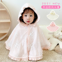 Girl spring and autumn coat baby shawl coat newborn baby lace cloak childrens cloak out wind