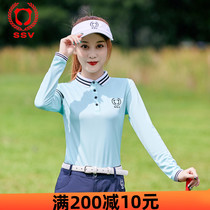 GOLF clothing set womens blue shirt blue trousers slim GOLF autumn and winter New Jersey long sleeve breathable