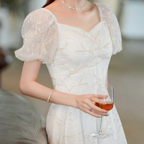 French dress Evening dress Light luxury niche high-end summer banquet can usually wear daily socialite white dress