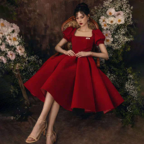 Toast to the bride 2022 new summer usual can be worn retro betrothed small gown back door to dress with short sleeves