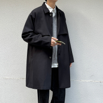 Japanese tide brand middle long windshirt men large-size loose civil servant coat early autumn new black wind-proof coat