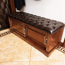 American shoe-changing stool can sit on shoe cabinet wearing shoe stool at home door solid wood multi-function entrance entrance entrance storage