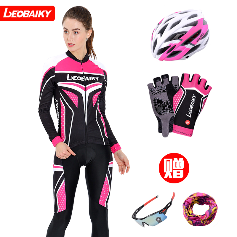 [123.38] LEOBAIKY Women's Long Sleeve Cycling Suit Equipped with