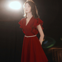 Toast Bride 2021 New Wedding red short little man can wear engagement back dress dress women
