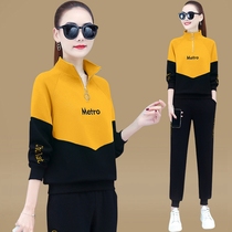 Leisure sports set women 2021 Spring and Autumn Winter new mother dress loose size fashion Foreign Air Age two-piece set