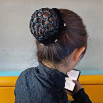 Hair Net female professional plate hair invisible net bag ball head artifact black floral headdress jewelry high grade elegant hair cover