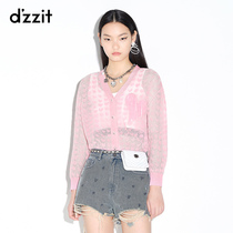 dzzit ground vegan 2021 autumn special cabinet new applique knit casual jacquard cardigan 3D3E5181G