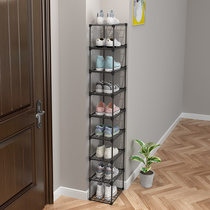 Simple doorway iron shoe shelf small slit super narrow corridor dormitory single row small storage corner shoe cabinet
