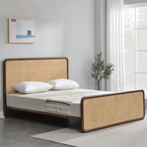 The Nordic wood hotel gong yu wang red house furniture Japanese teng bian chuang 1 8 meters double high-end light luxury ins