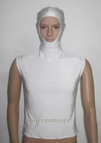 Adult spandex zentai White Helmet Under Hood Collar Hallowe