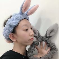 Japan and South Korea ins Girl heart three-dimensional rabbit ears tail hair band cute lambskin net red hair band Face hair band