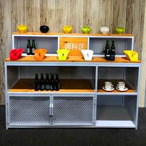 Hot pot industrial wind seasoning string string seasoning shop barbecue shop solid wood self-service table iron material Taipei European Taiwan sideboard