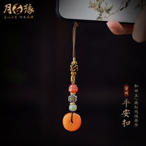 Natural raw stone old beeswax safe buckle mobile phone chain hanging jewelry chicken oil yellow amber Maitreya Buddha statue mobile phone shell pendant
