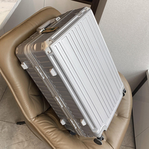  Japanese new suitcase female aluminum frame universal wheel mute boarding box 20 inch trolley suitcase leather box 24 men