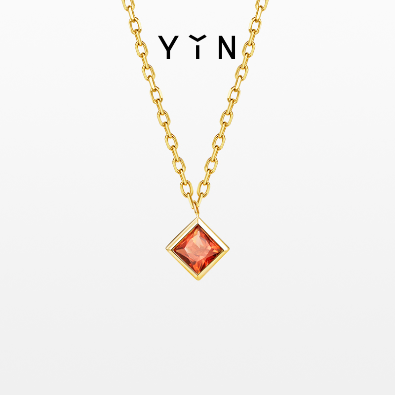 [ホリデーギフト] YIN ying シリーズ レッド ガーネット 鎖骨チェーン 18K ゴールド ジェムストーン ネックレス 彼女へのプレゼントに