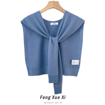 Solid color wool outside knitted shawl female foreign summer Net red fake collar spring and autumn thin shoulder coat scarf