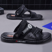 47 large code sandal men 46 outside wearing non-slip soft bottom beach leather cool drag summer breathable dual-use driving open-toe slippers