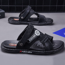 47 large code sandal men 46 outside wearing non-slip soft bottom beach leather cool drag summer breathable dual-use driving open-toe slippers