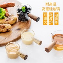 Mini glass ribbon handle wooden handle small Milk Cup with milk jug milk jug Cup coffee utensil sauce