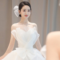 Taped light wedding dress 2021 new bride main yarn small man out yarn high texture big tailing female court style