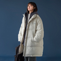 Down cotton clothes female ins Hong Kong style Harajuku 2021 new design sense niche fake two long cotton coat