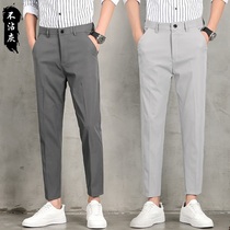 Mens pants autumn hanging business dress pants straight tube loose spring and autumn casual gray suit pants