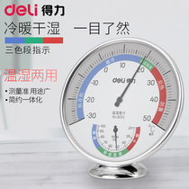 Deli thermometer Household indoor and outdoor thermometer High precision precision room temperature meter Baby room thermometer hygrometer